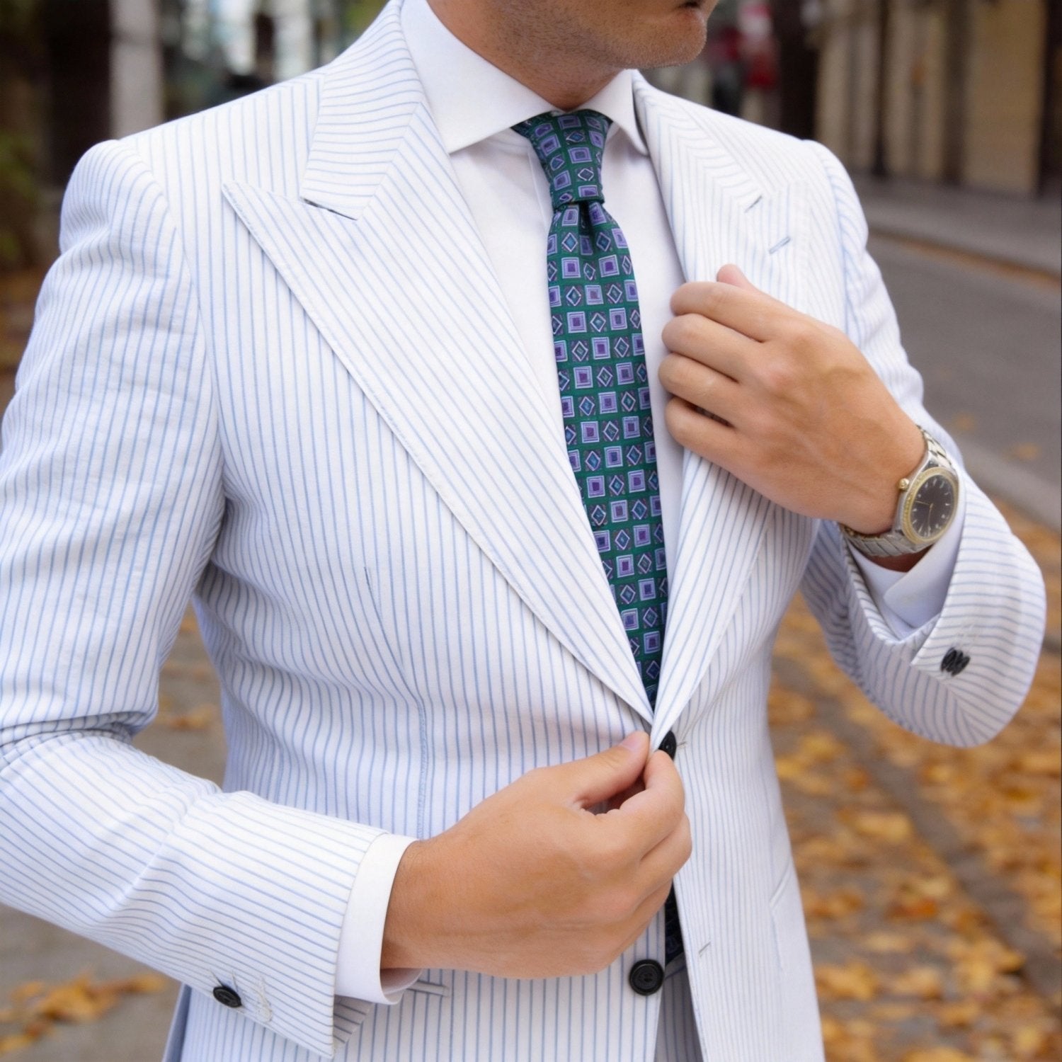 Teal with Purple Square Necktie