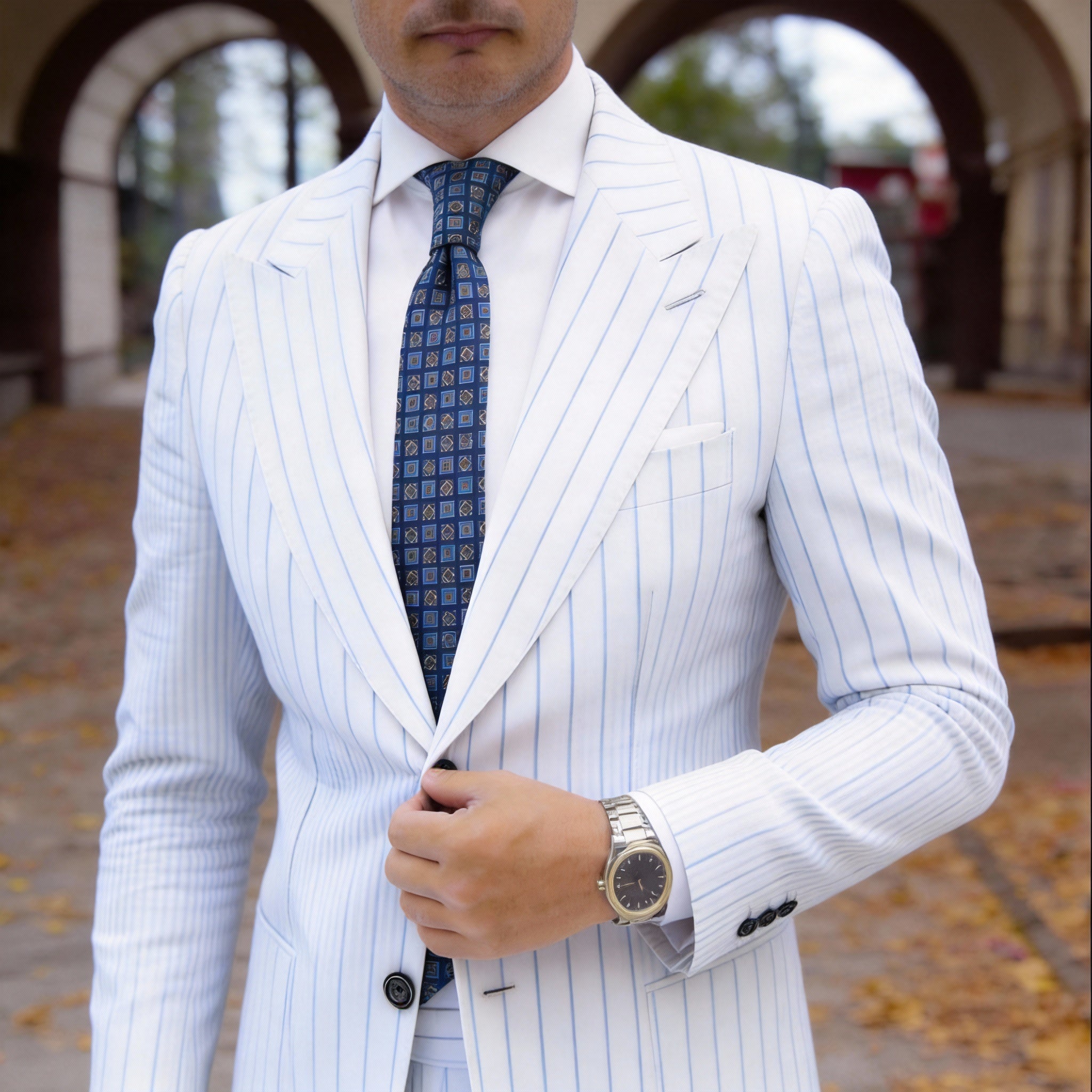 Blue With Brown Square Necktie