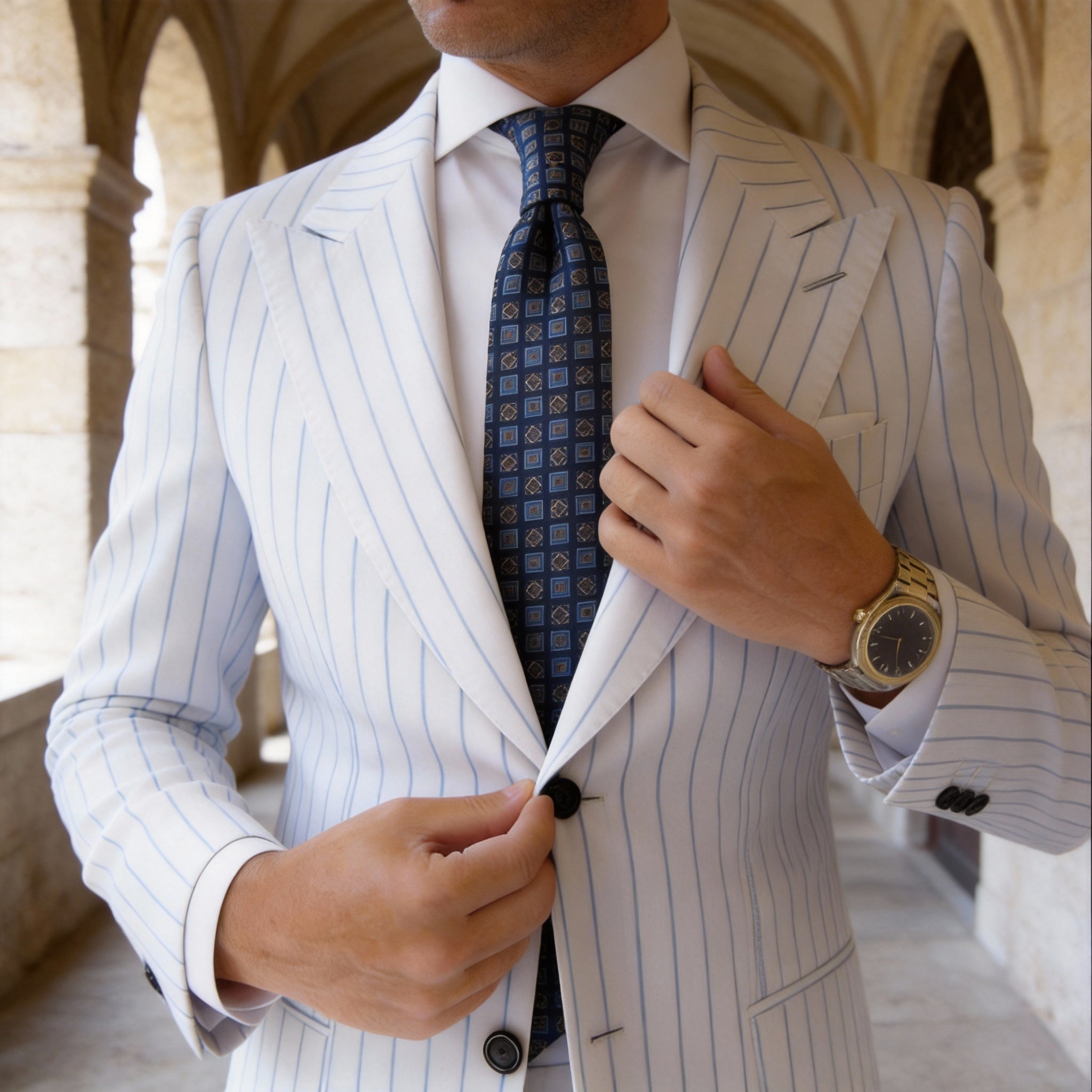 Blue With Brown Square Necktie