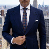 Blue With Red Geometric Necktie