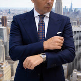 Blue With Red Geometric Necktie