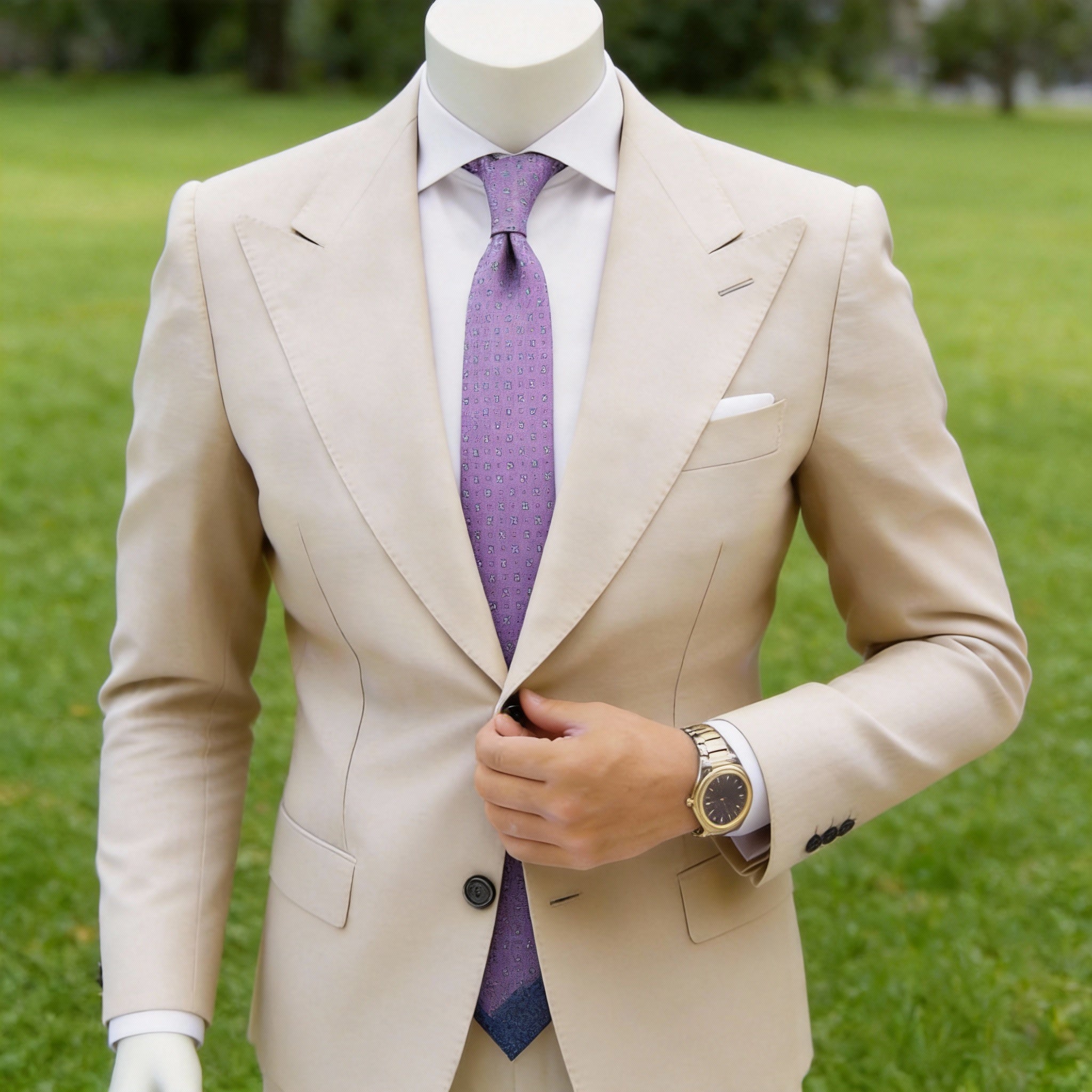 Purple With Green Floral Necktie