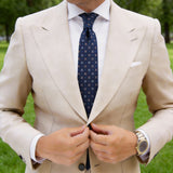 Navy Blue With Blue & Brown Floral Necktie