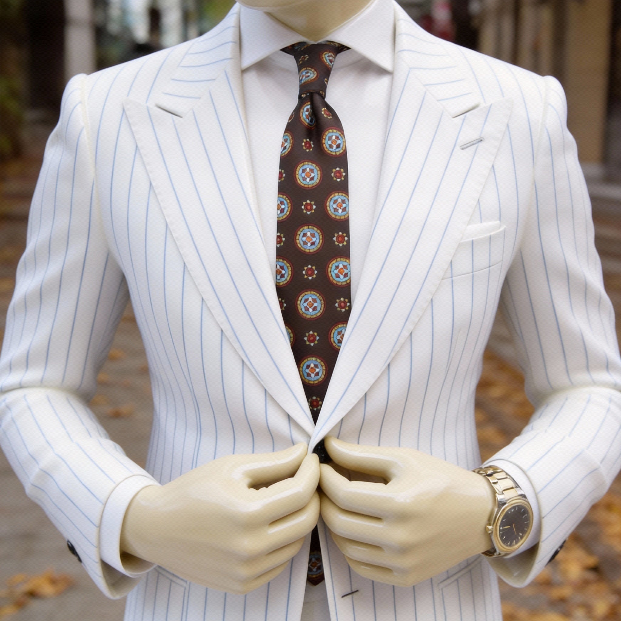 Brown with Multicolor Medallion Floral Necktie