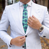 Mint Green with Blue Medallion Necktie