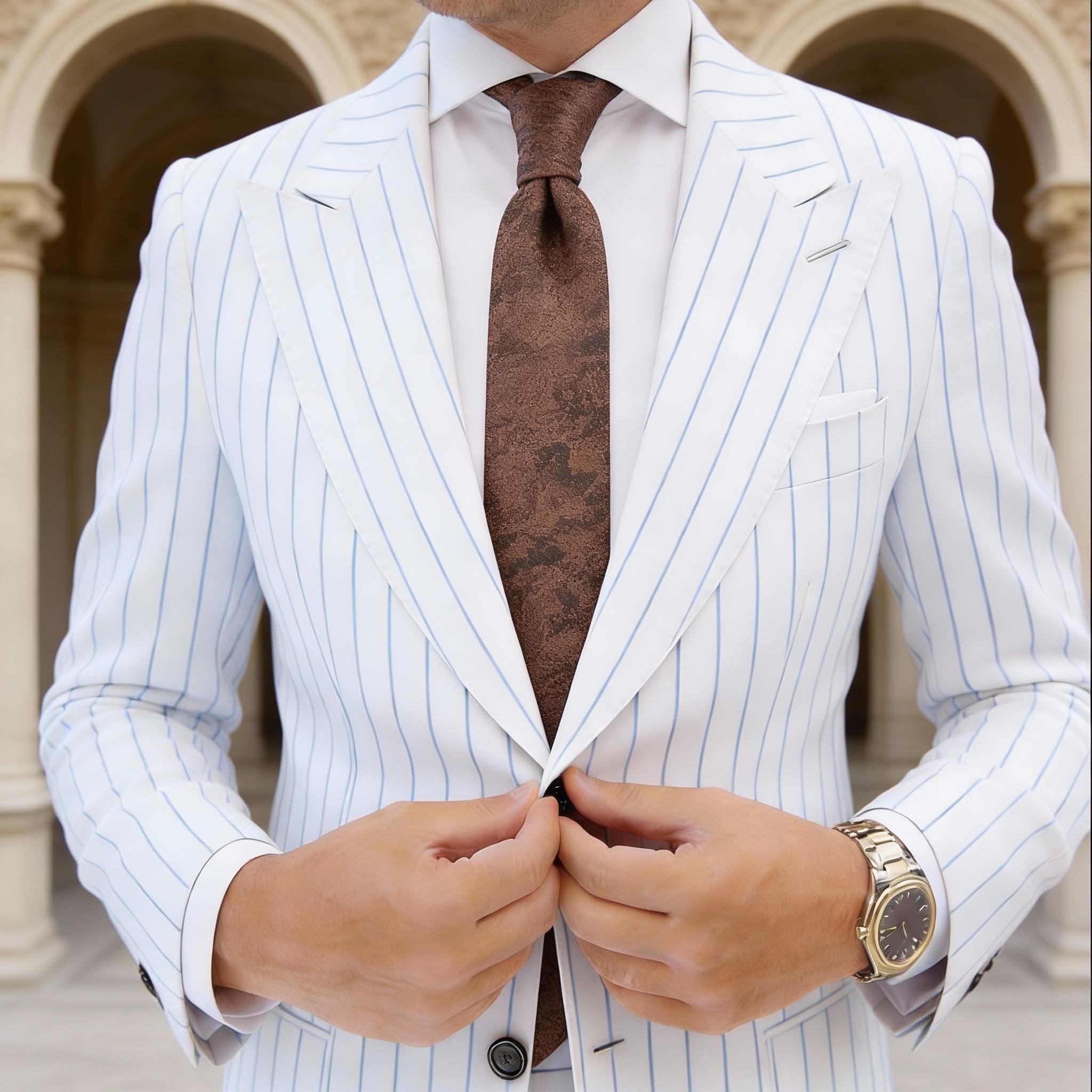 Brown With Black Floral Necktie
