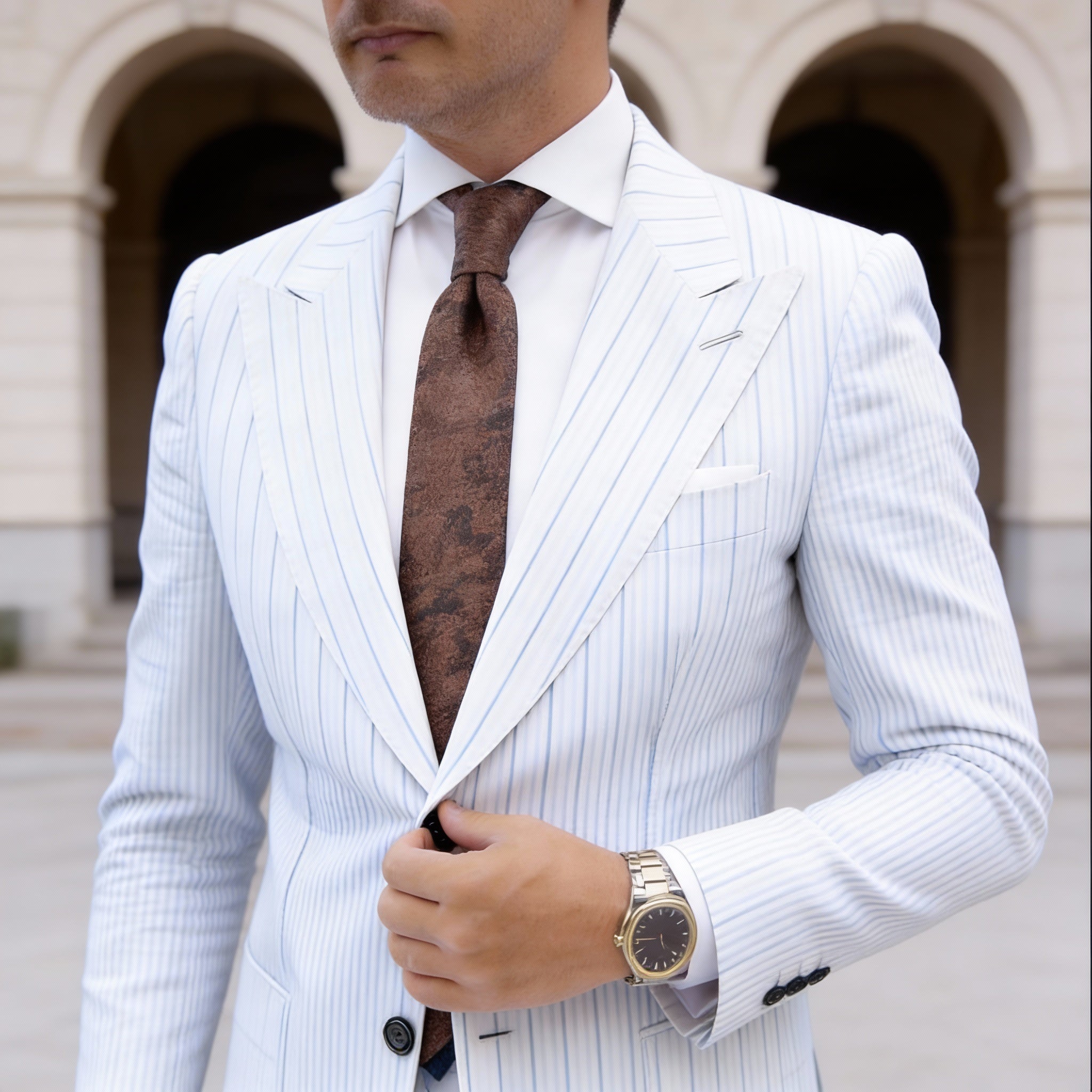 Brown With Black Floral Necktie