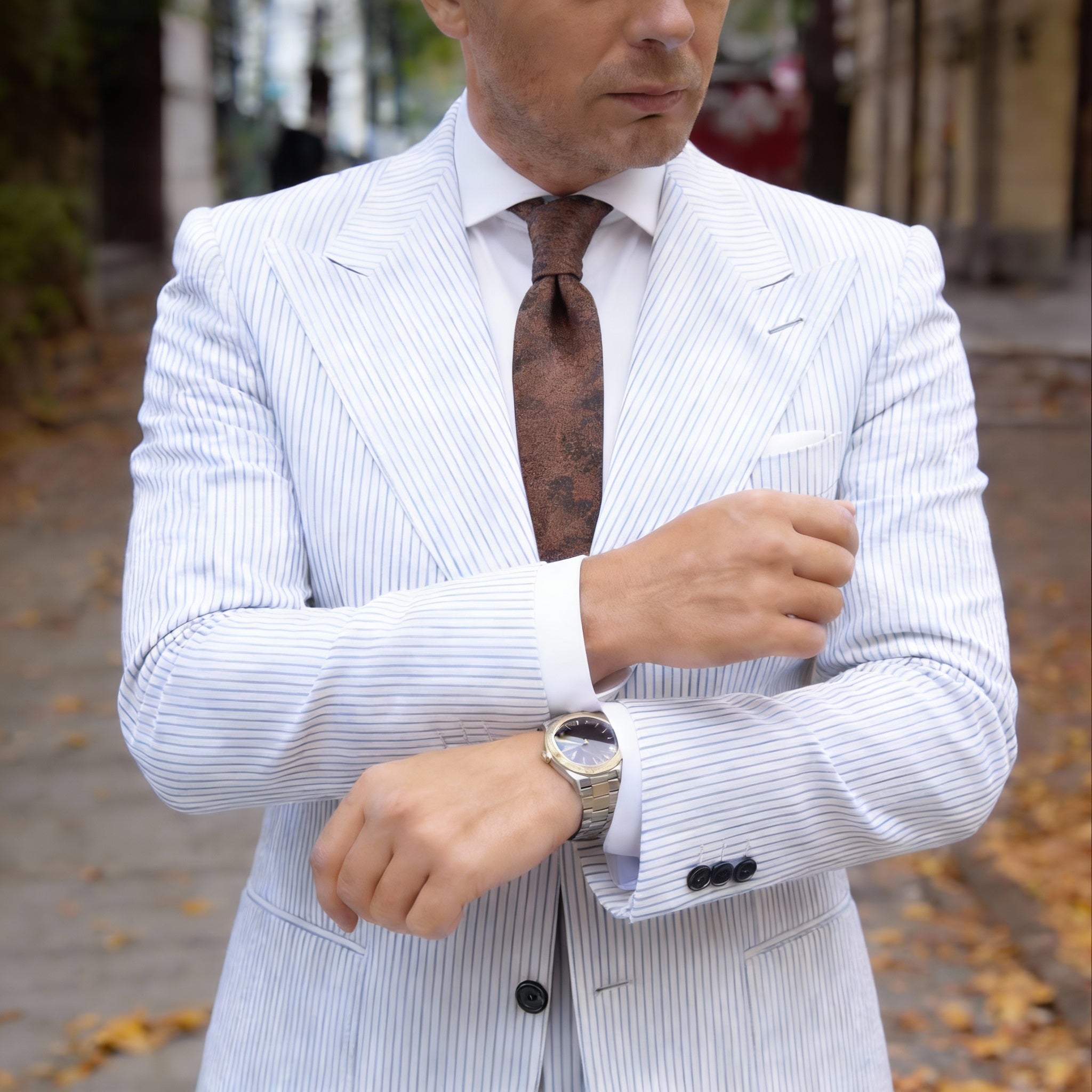 Brown With Black Floral Necktie