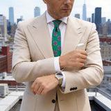 Green With Blue Square Floral Necktie