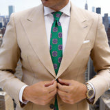 Green With Blue Square Floral Necktie
