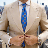 Blue With Purple Square Floral Necktie