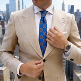 Blue With Purple Square Floral Necktie