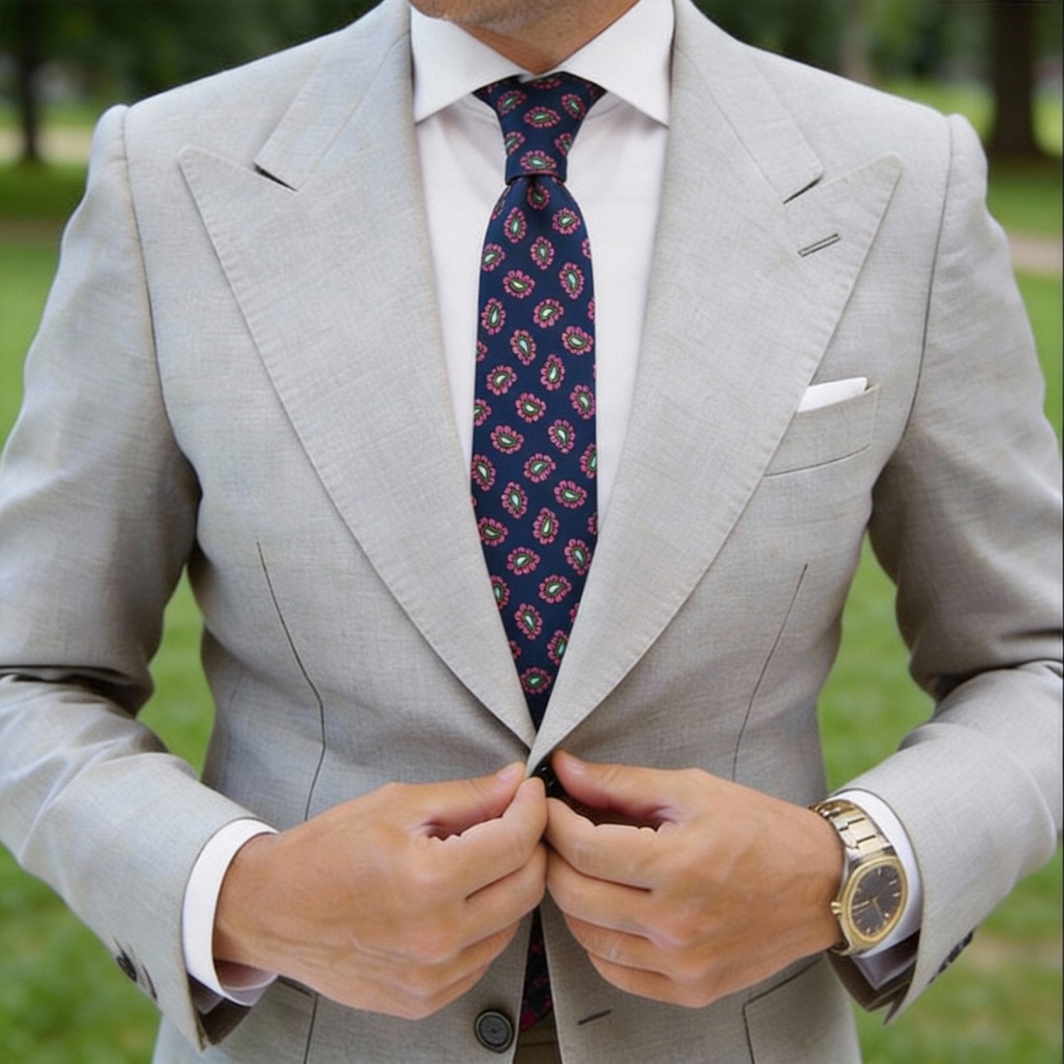 Blue With Pink Floral Necktie