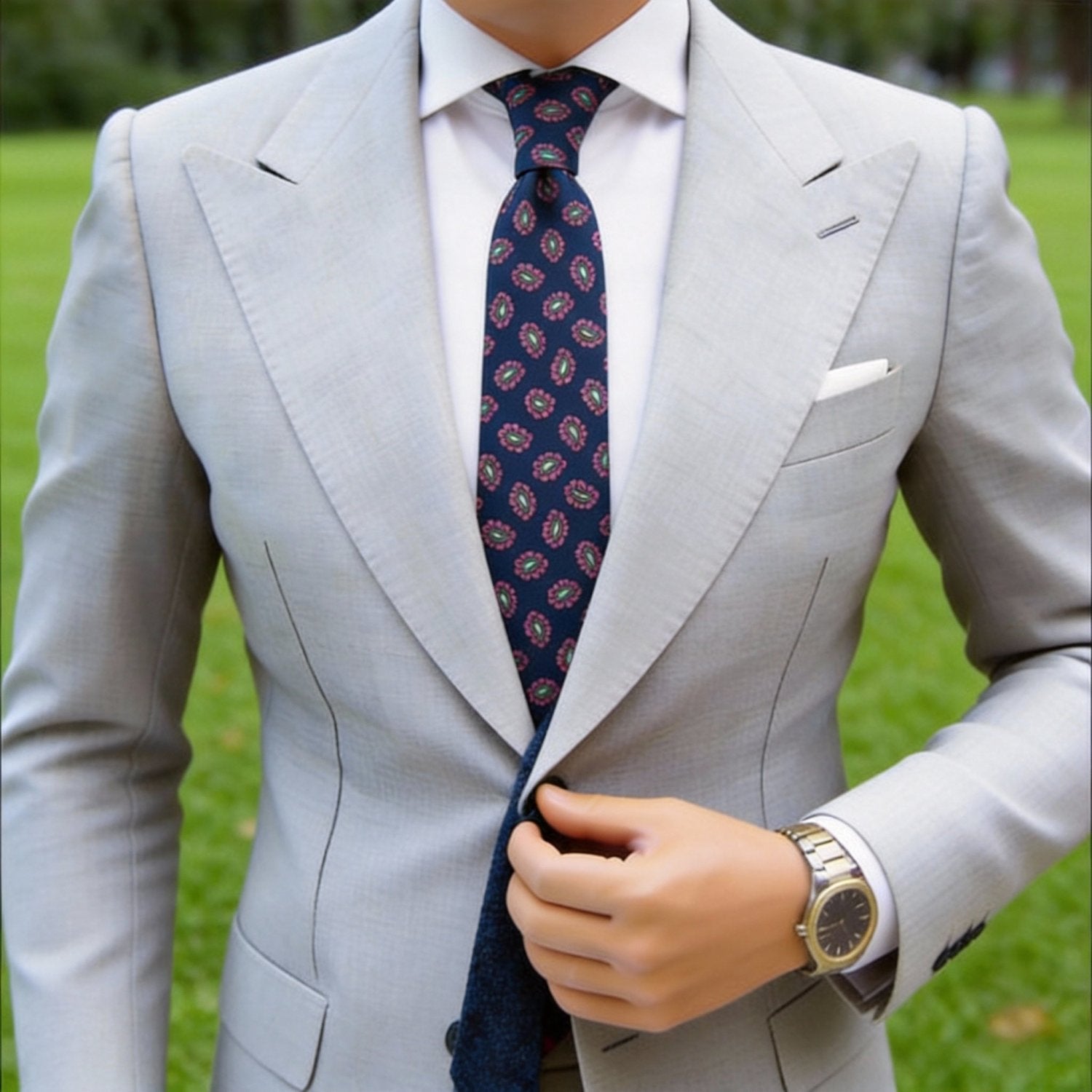 Blue With Pink Floral Necktie