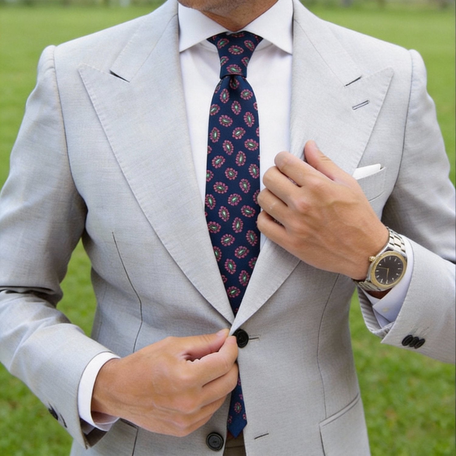 Blue With Pink Floral Necktie
