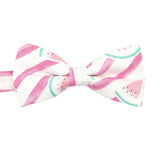 White Pink Striped Bowtie
