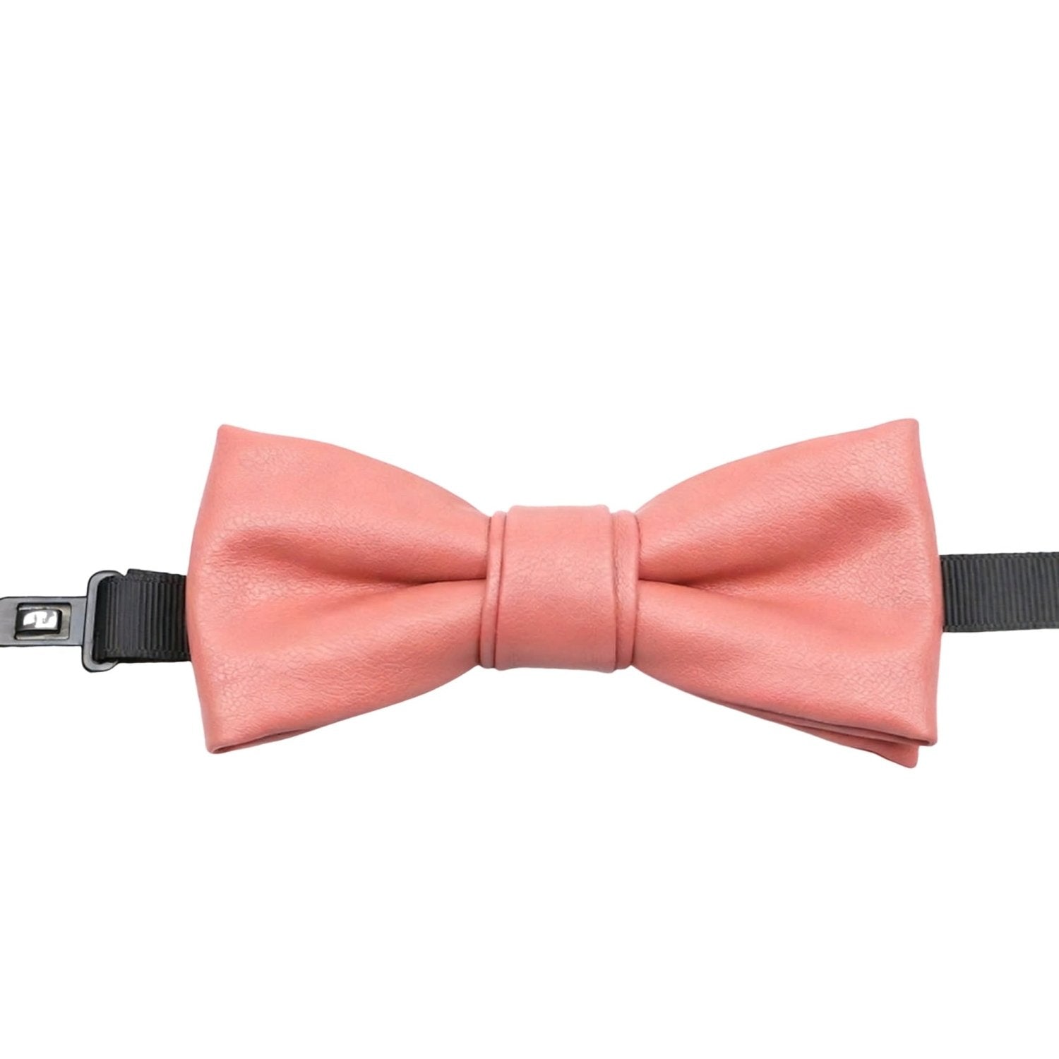 Coral Pink with Leather Texture Bowtie