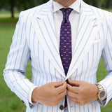 Purple With White Small Square Necktie