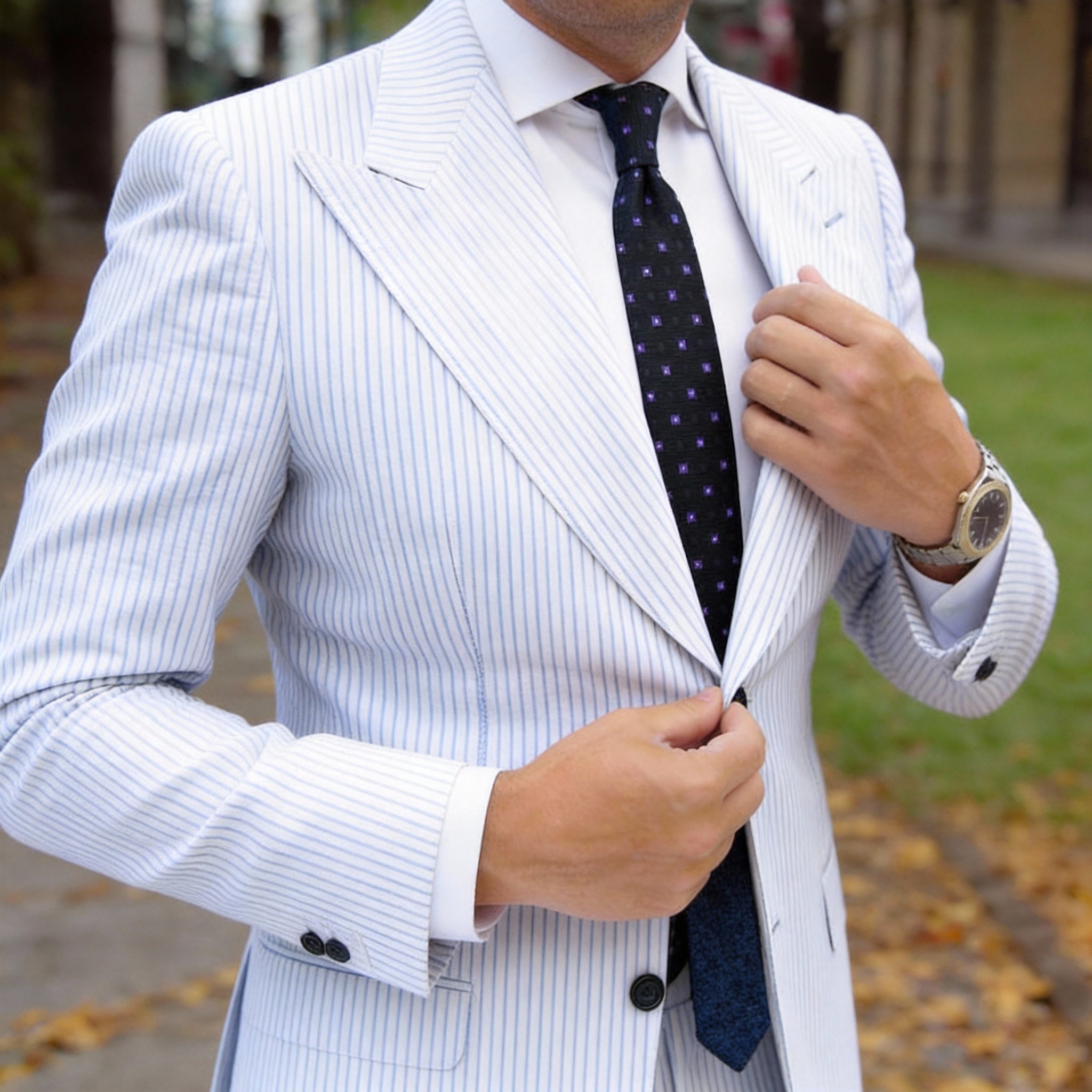Black Necktie With Purple Small Squares