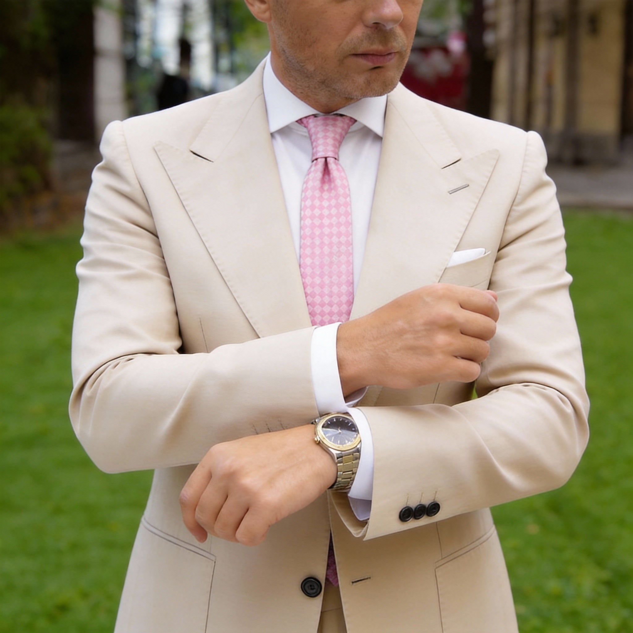 Pink With Dark Pink Checkered Necktie