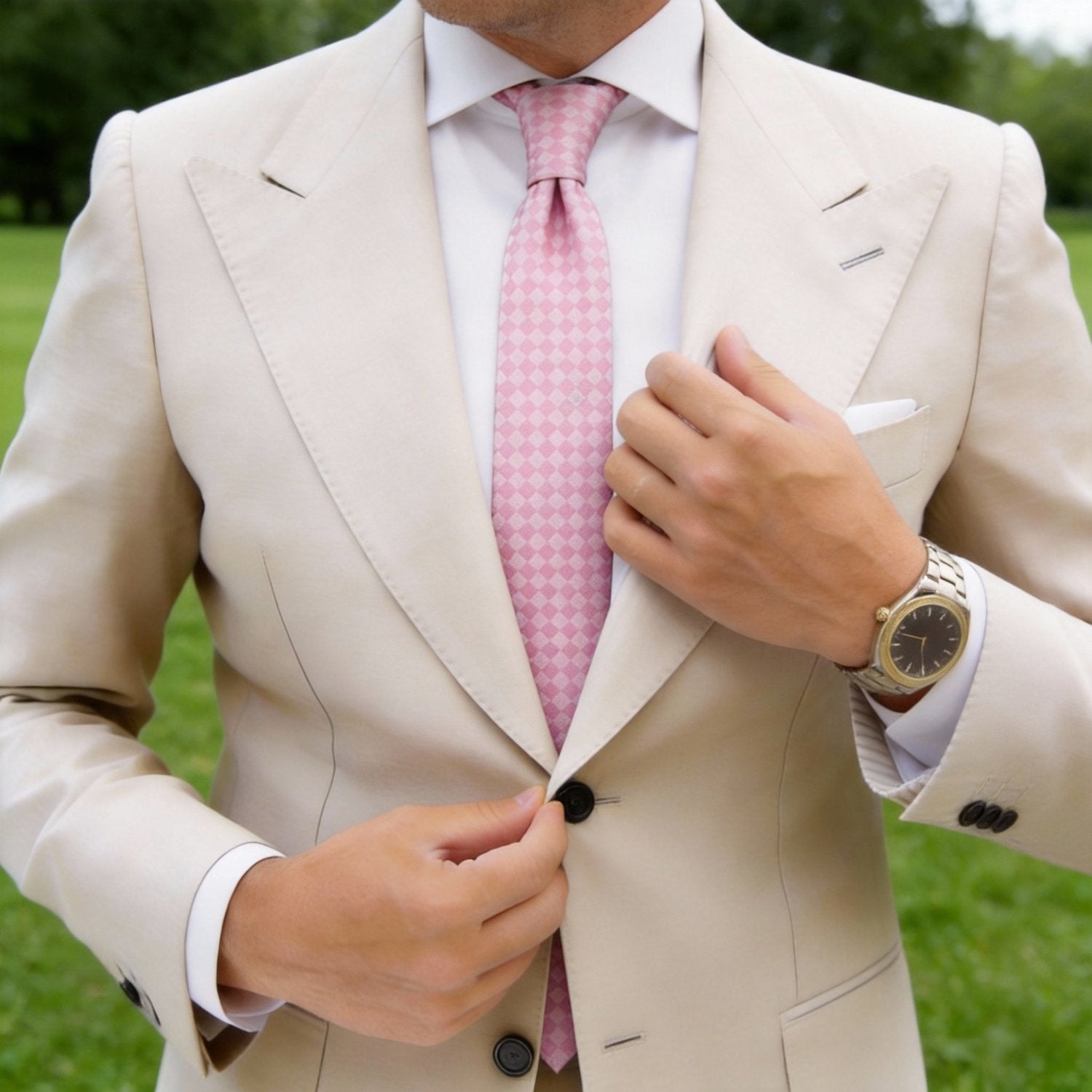 Pink With Dark Pink Checkered Necktie
