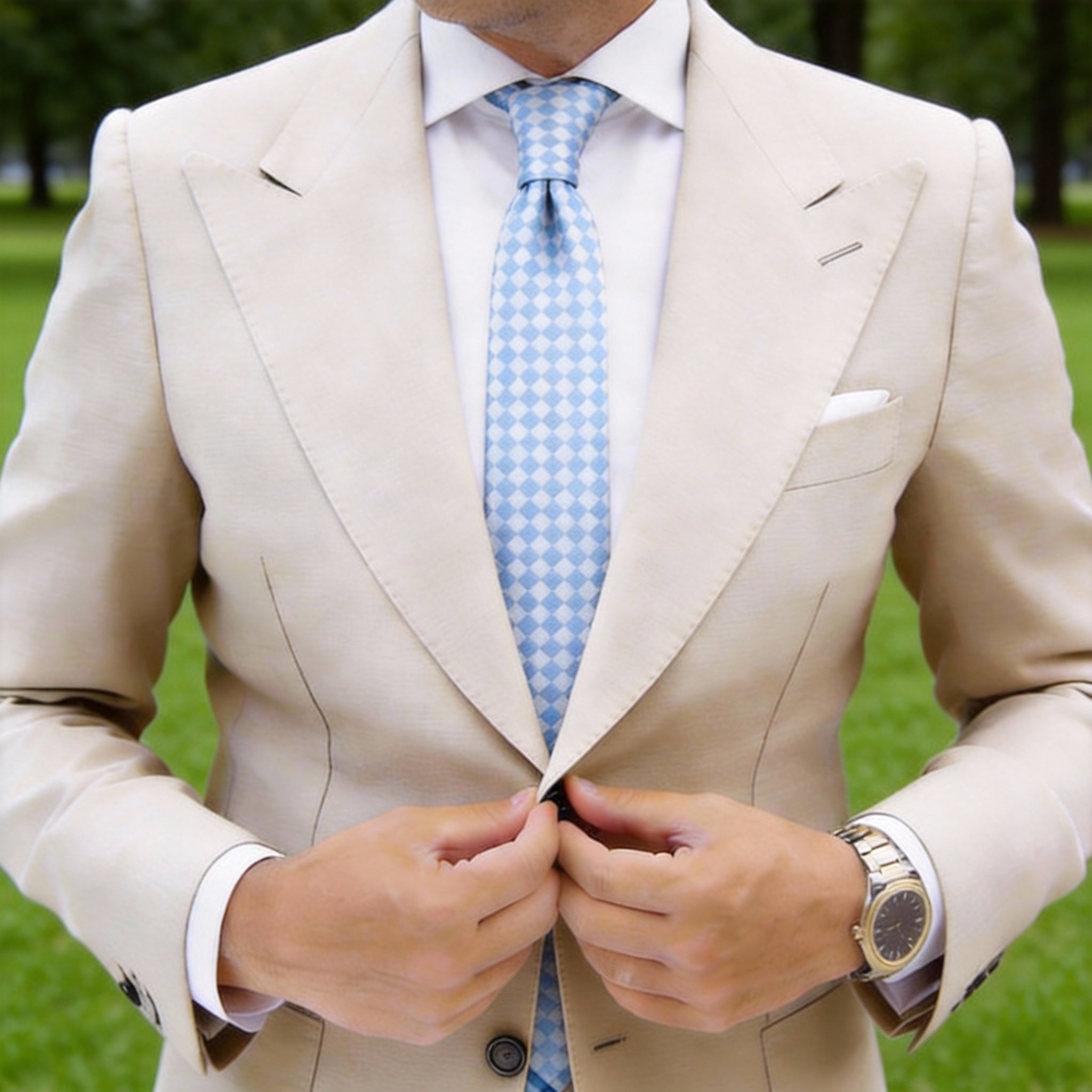 Light Blue With White Check Necktie