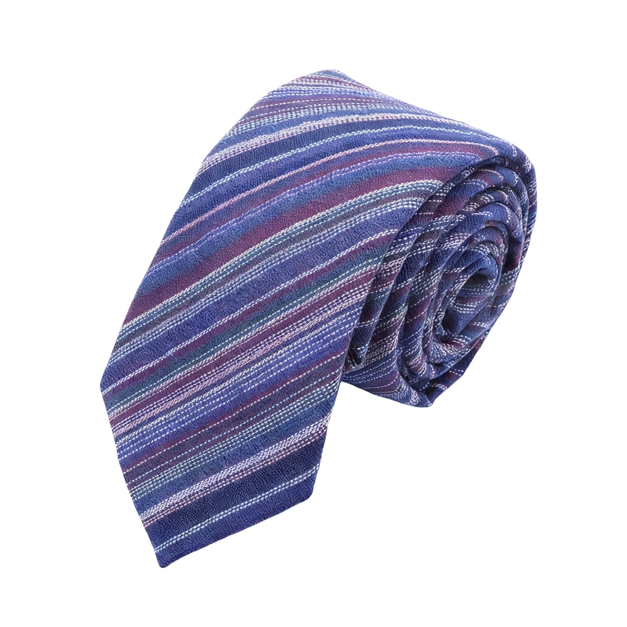 Blue Burgundy Striped Necktie