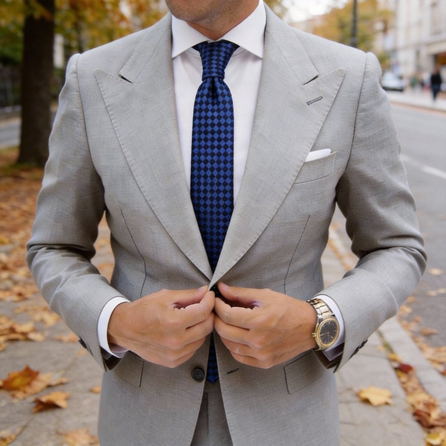 Blue with Black Checkered Necktie