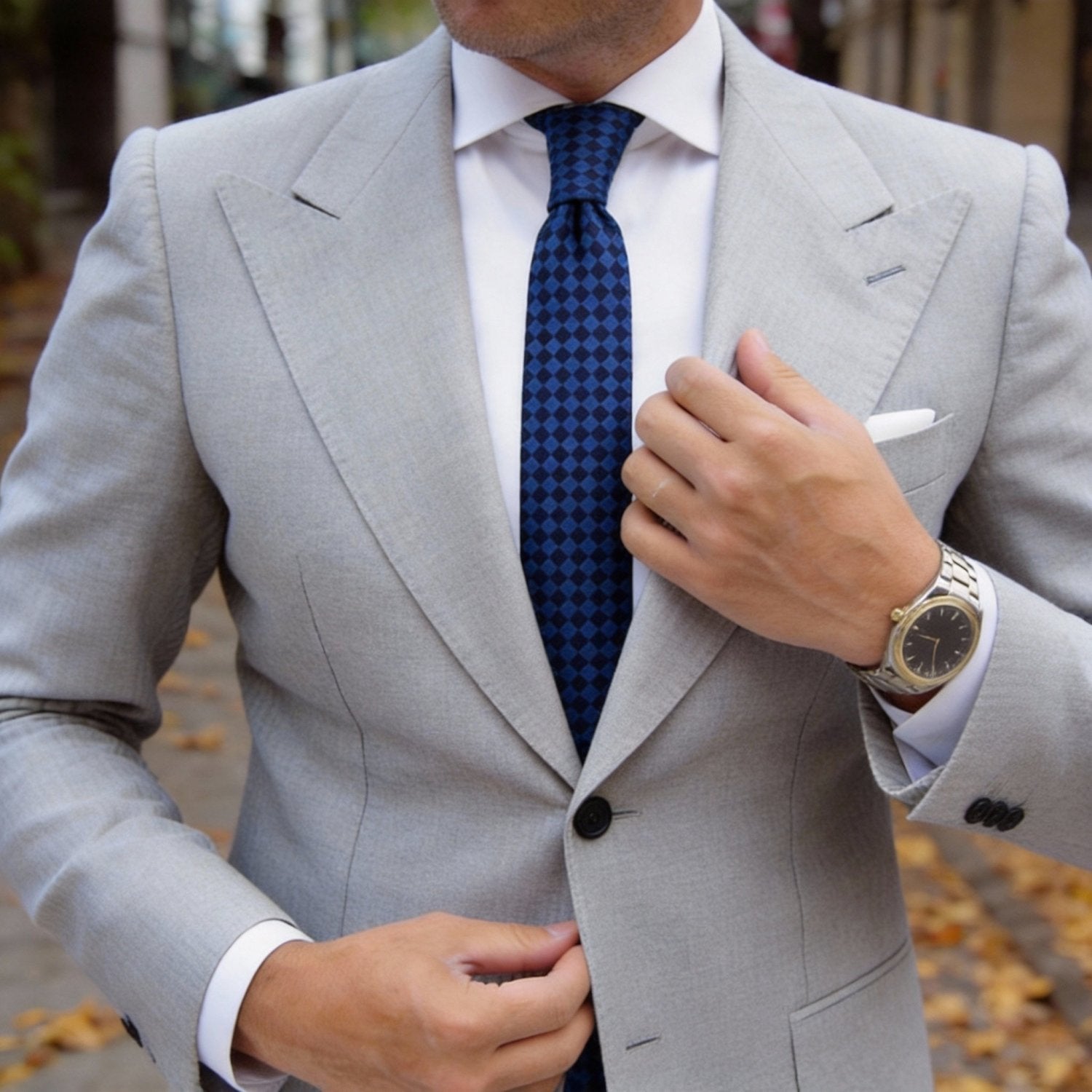Blue with Black Checkered Necktie