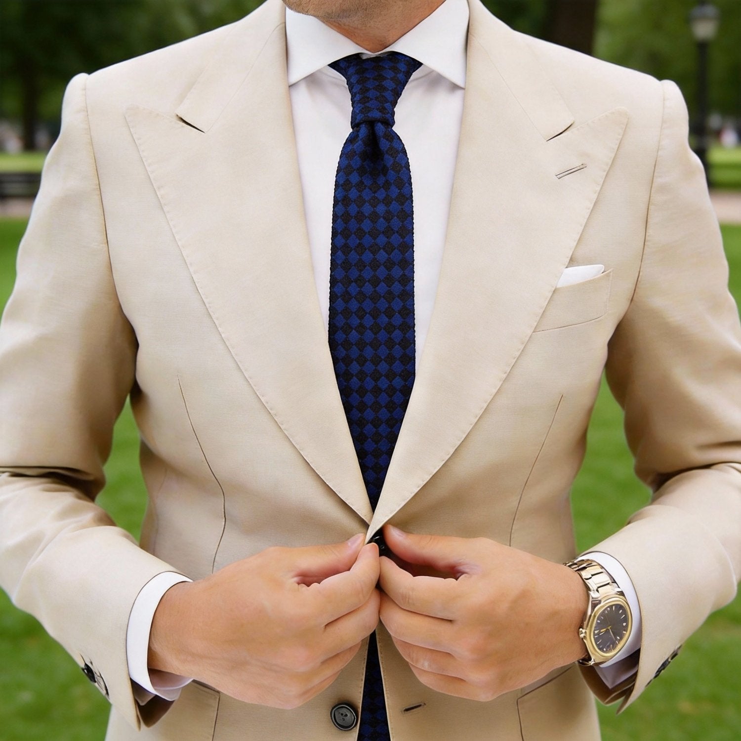 Blue With Black Checkered Necktie