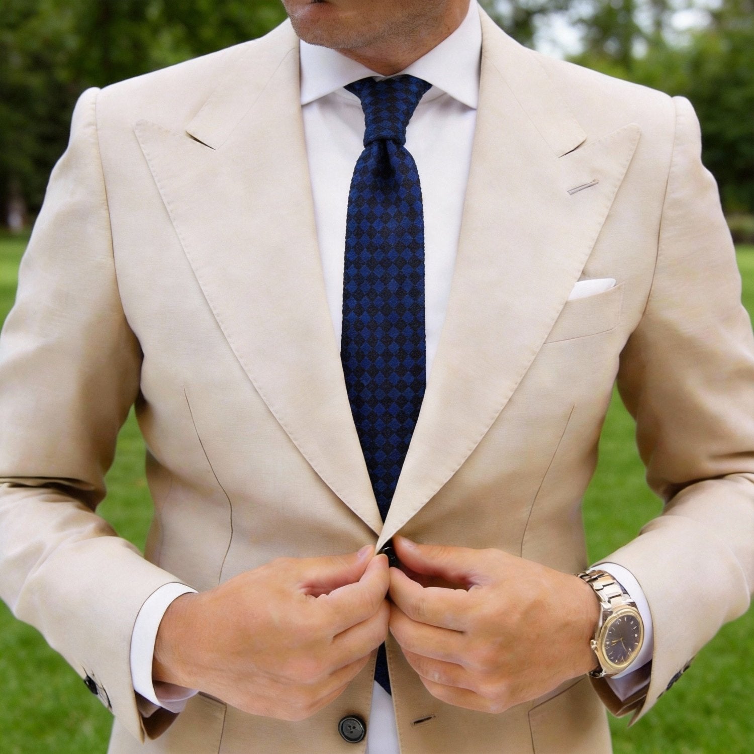 Blue With Black Checkered Necktie