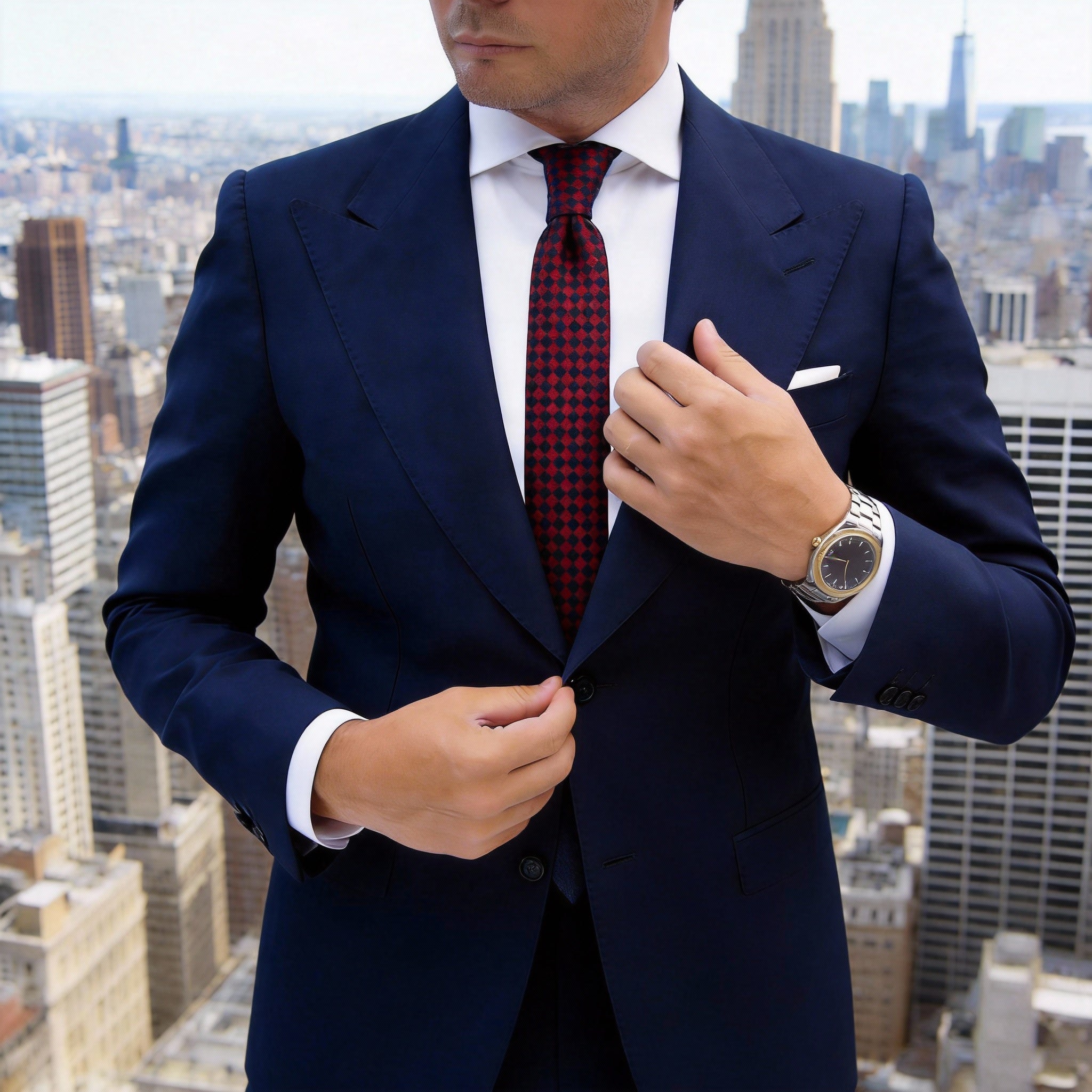 Red With Black Checkered Necktie