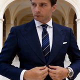 Black with Blue White Striped Necktie