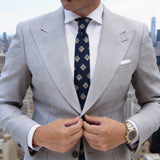 Dark Blue With Gray Square Necktie