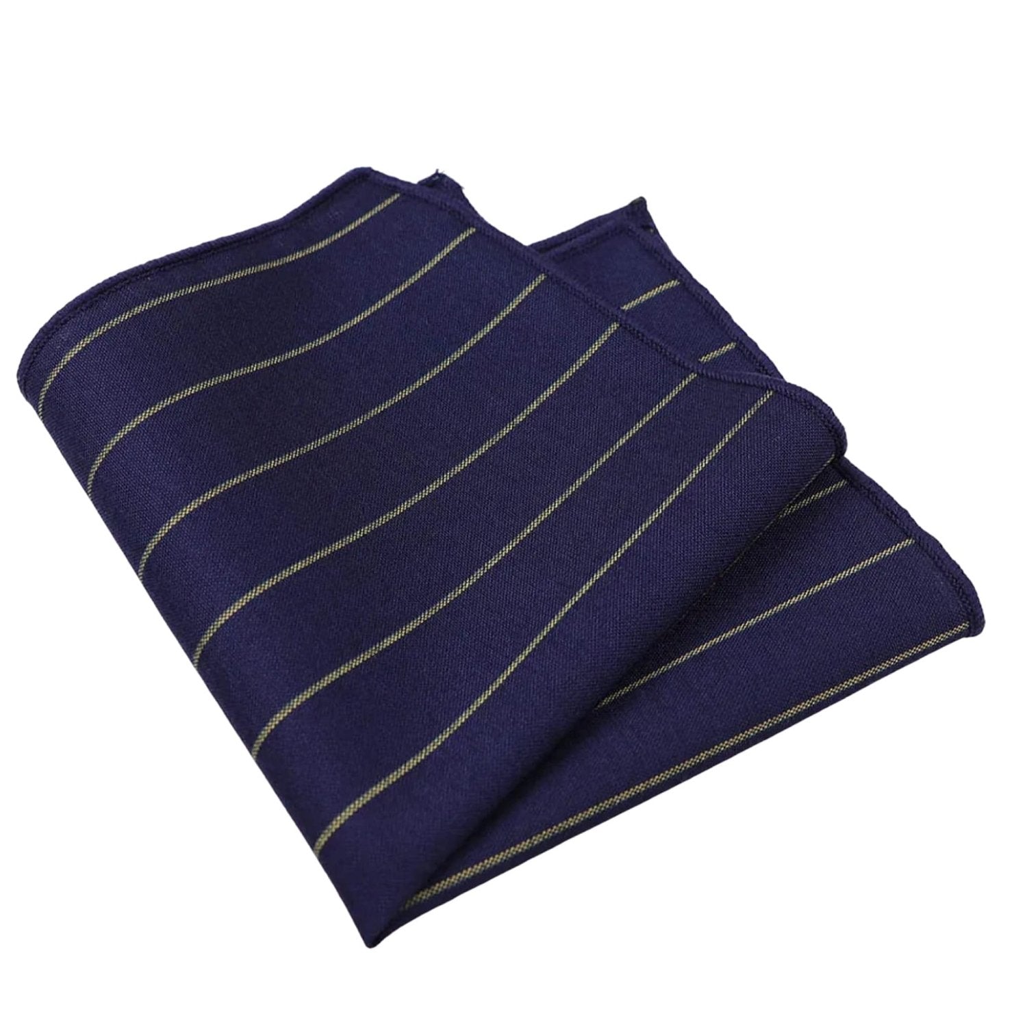 Dark Blue With Golden Diagonal Stripes Pocket Square