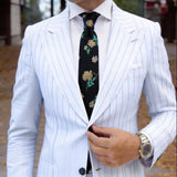 Black Necktie With Yellow Floral