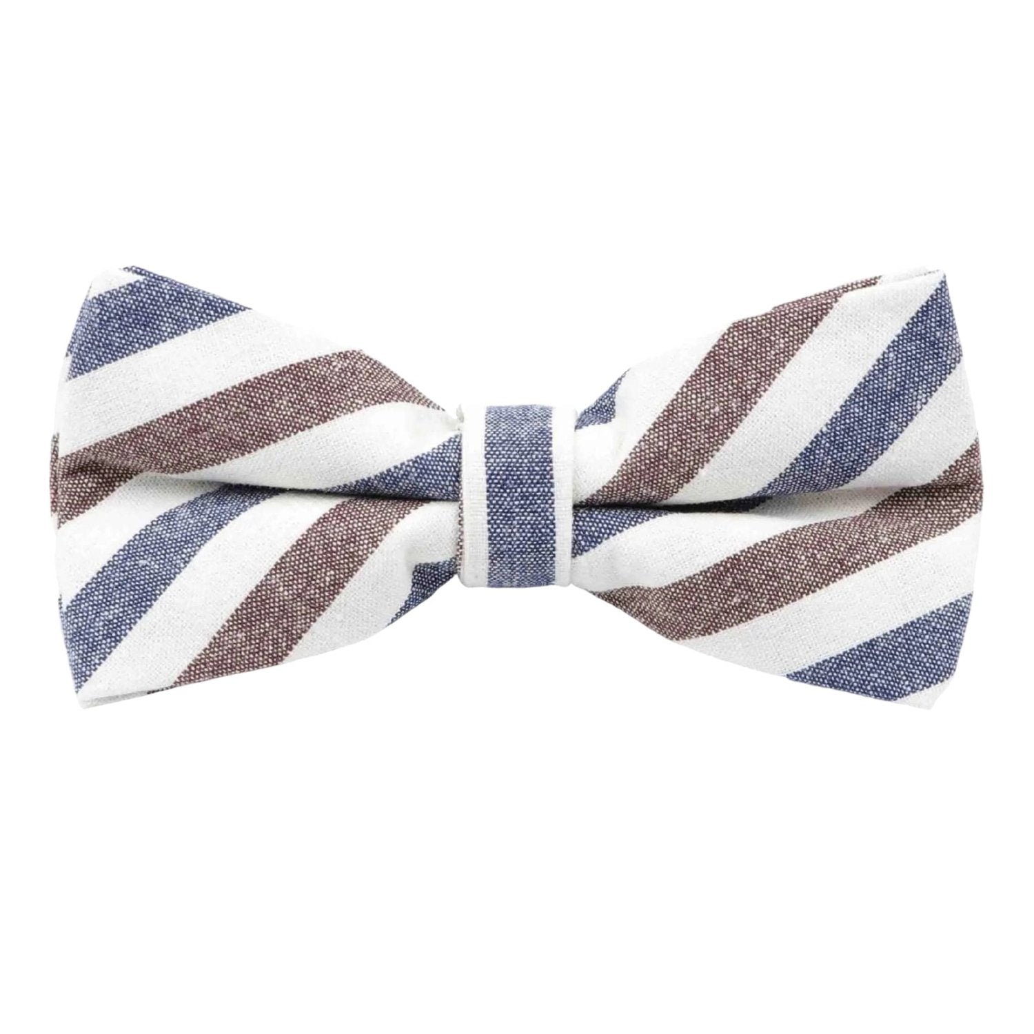 White With Red Pink Blue Striped Bowtie