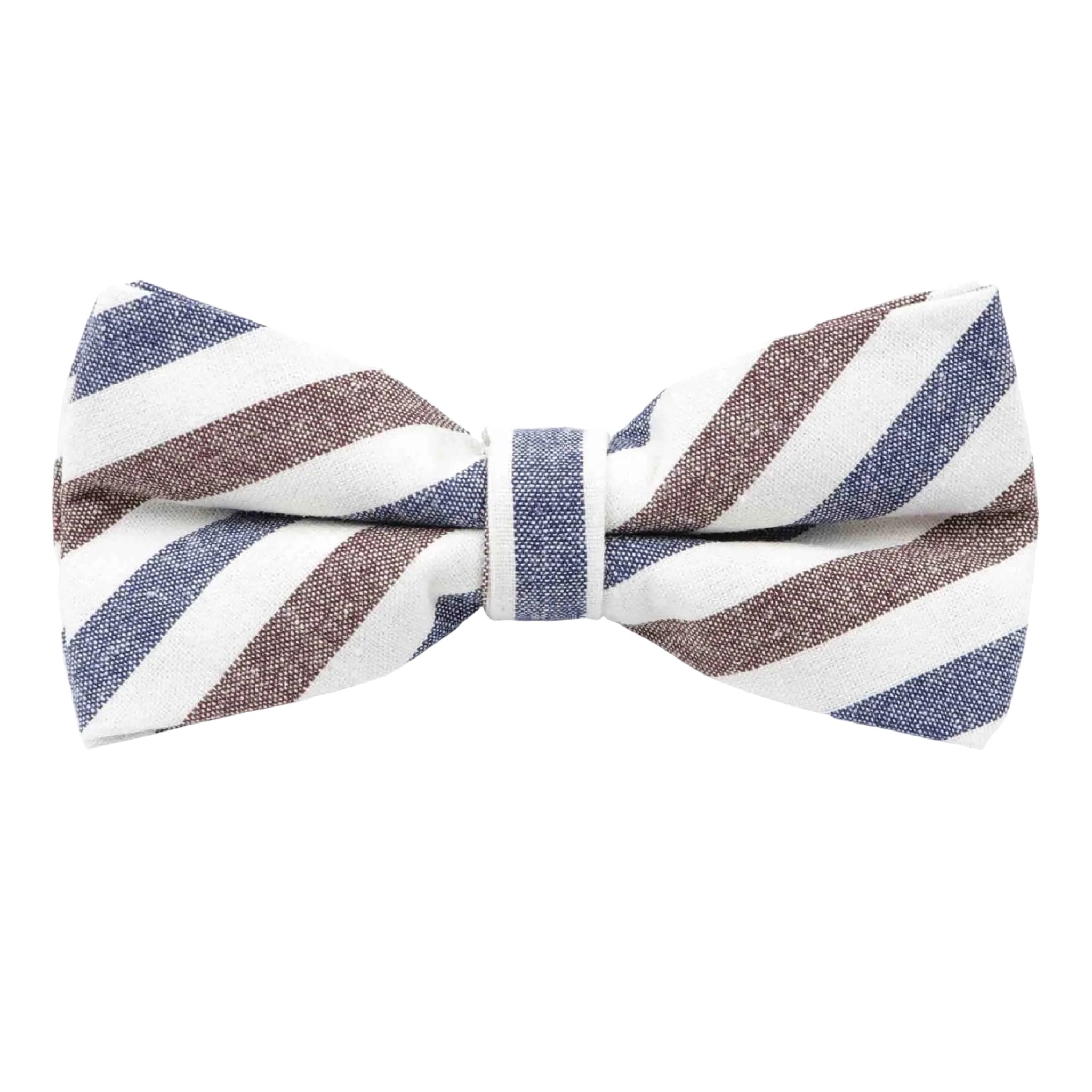 Beige Brown Striped Bow Tie