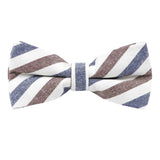 Beige Brown Striped Bow Tie