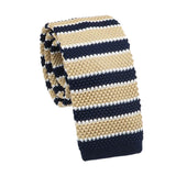 Tan Navy Blue Striped Necktie
