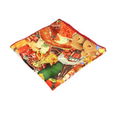 Red Multicolor Food Pocket Square