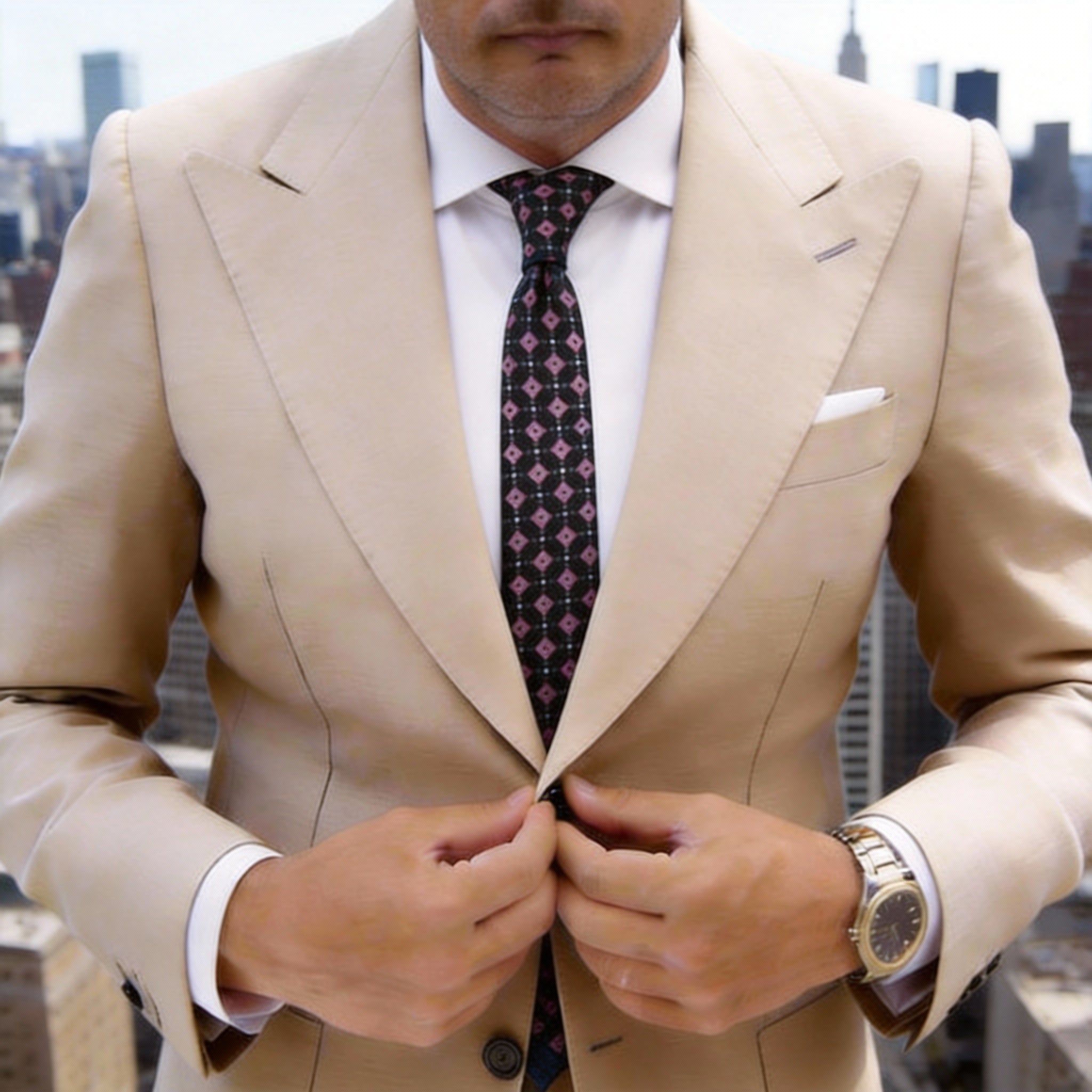 Black With Pink Square Necktie