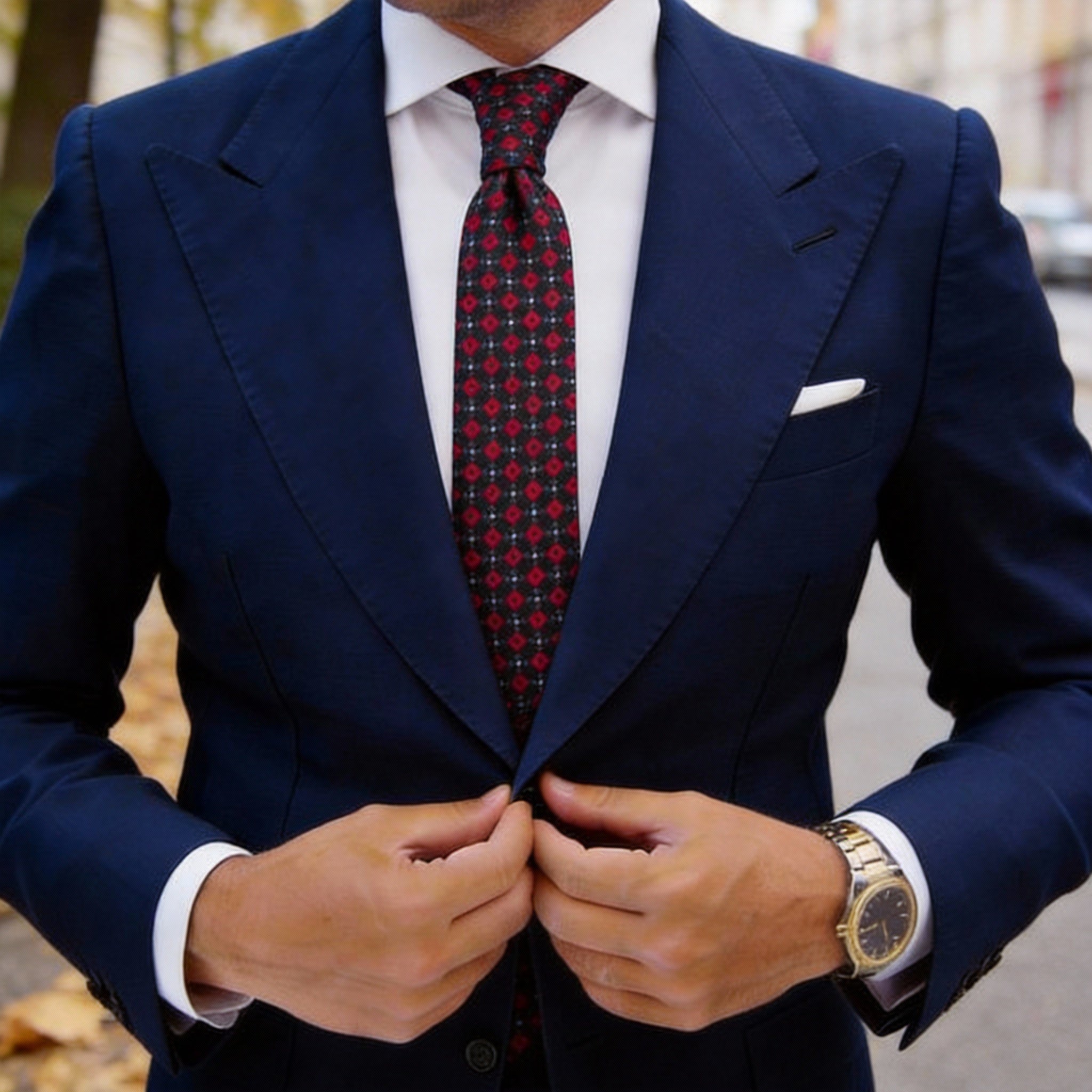 Black With Red Square Necktie