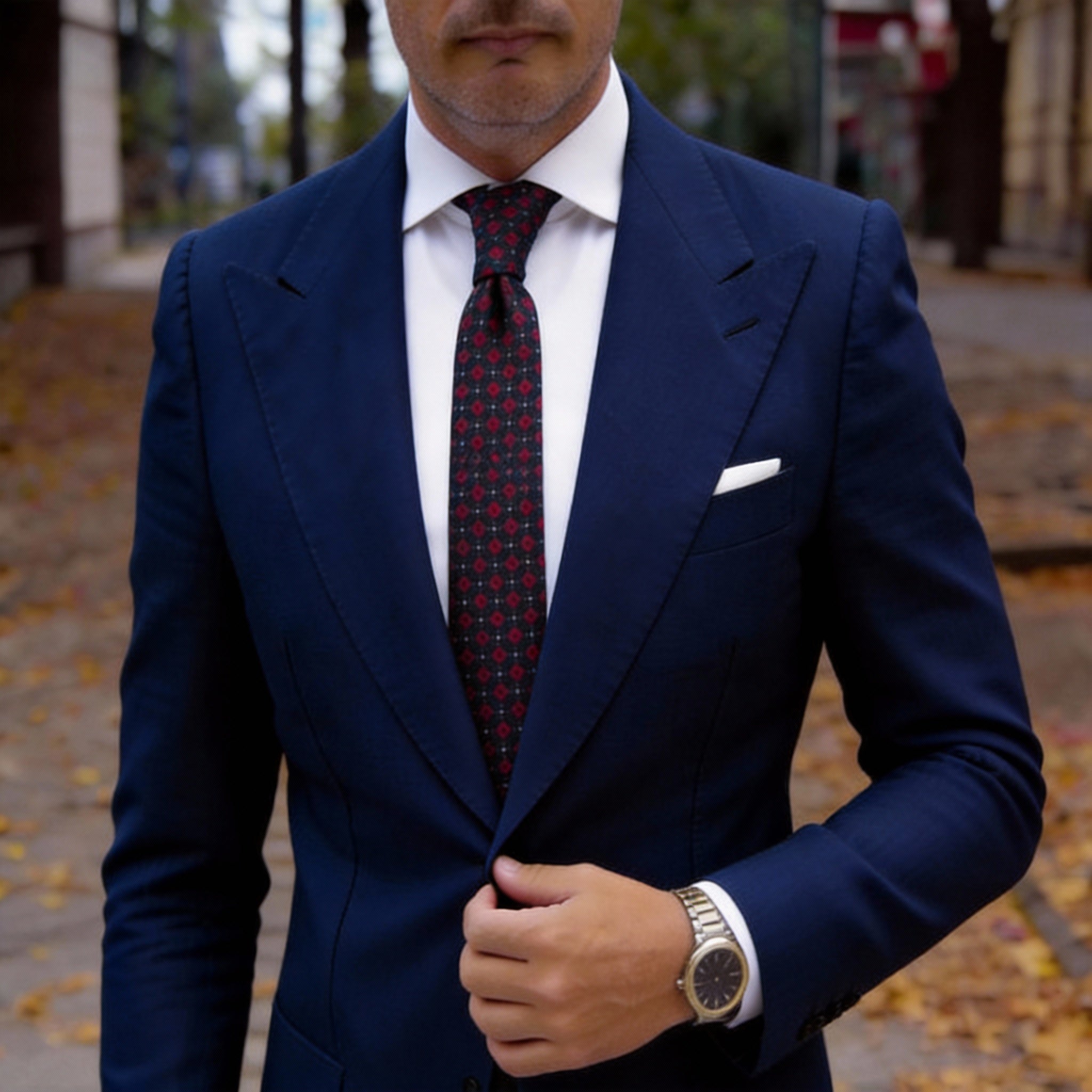 Black With Red Square Necktie