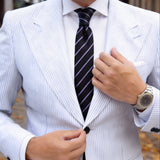 Black With Light Purple Diagonal Stripes Necktie