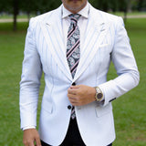 Gray With White Paisley Necktie