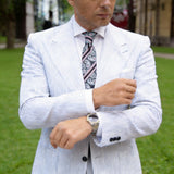 Gray With White Paisley Necktie