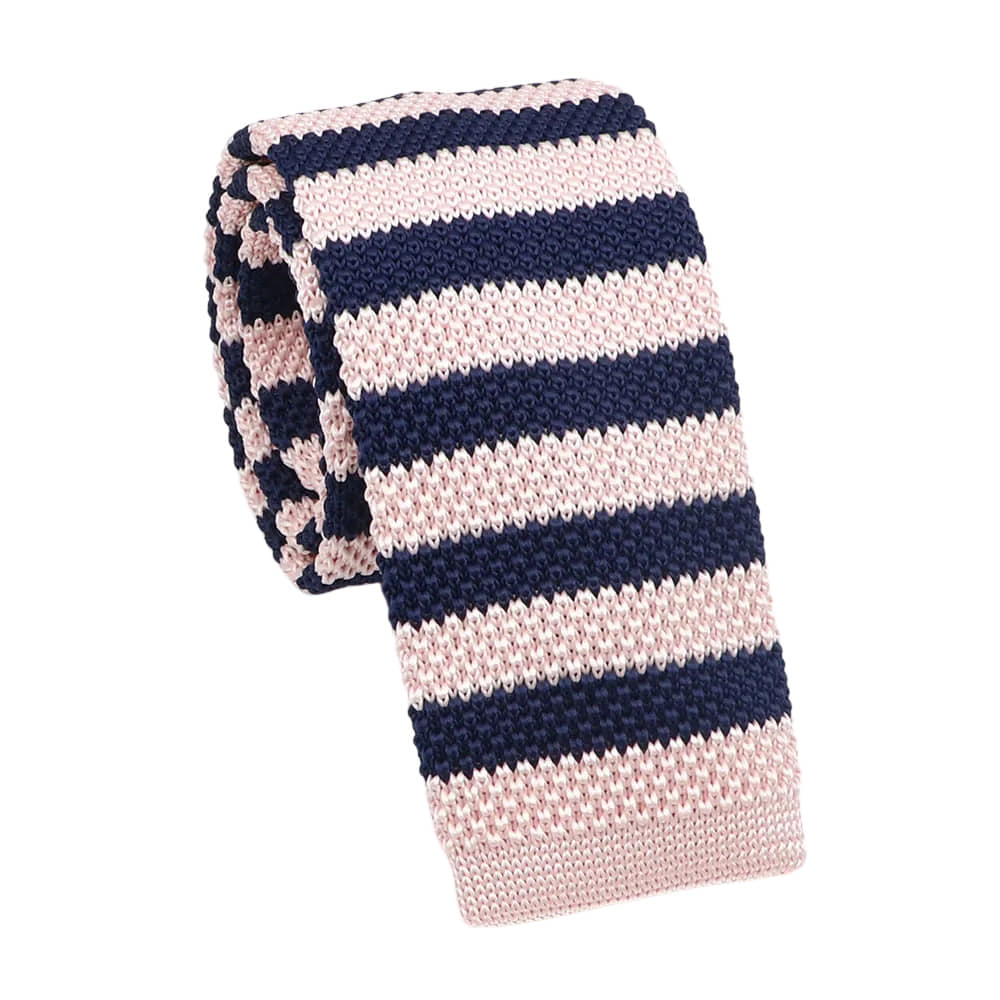 Pink Navy Striped Necktie