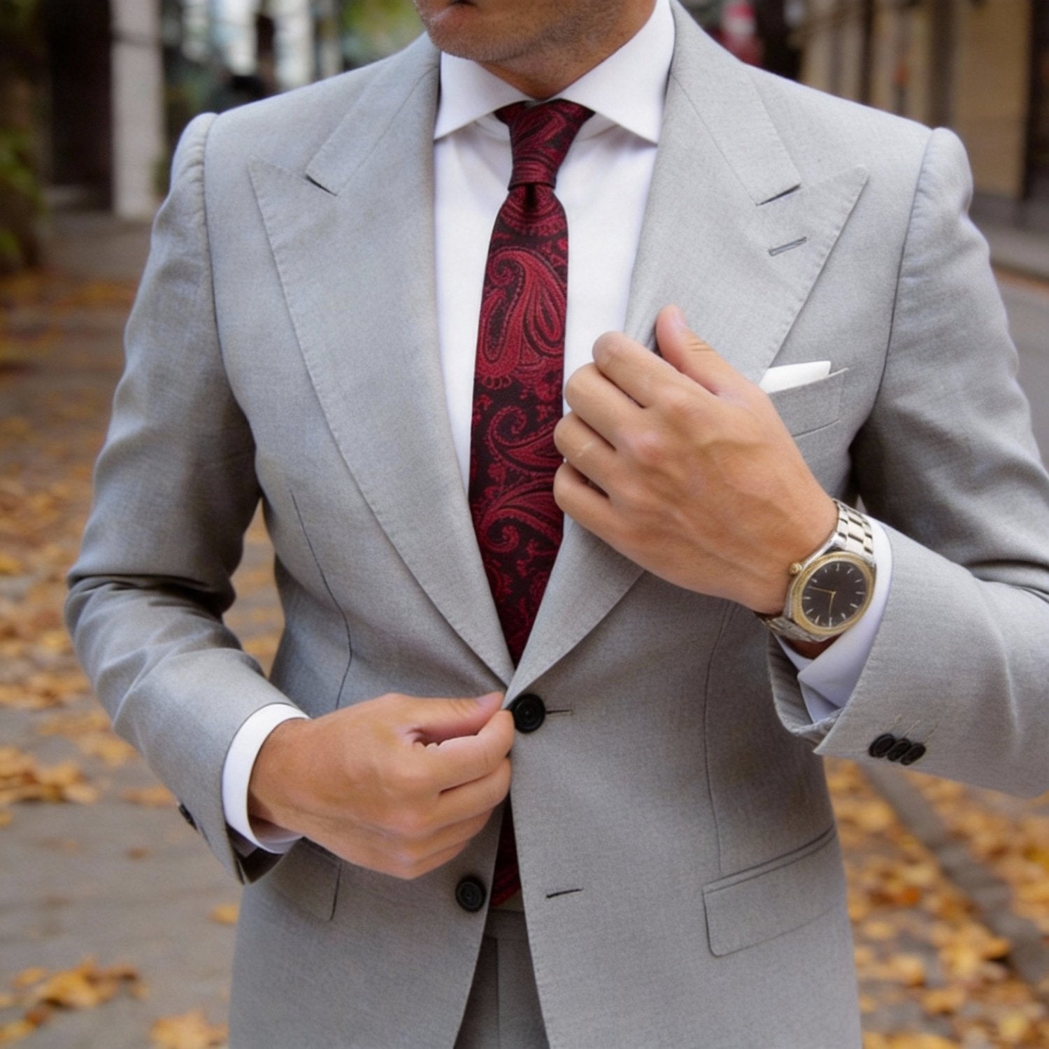 Black with Red Paisley Necktie