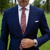 Red With White Paisley Necktie